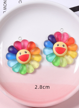 极速10Pcs/lot Rkainbow Color Sun Flower Resin Charms for Jew