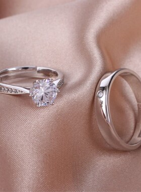极速定婚礼交换假戒指结r婚对戒仿真钻戒一对情侣求婚道具仪式用