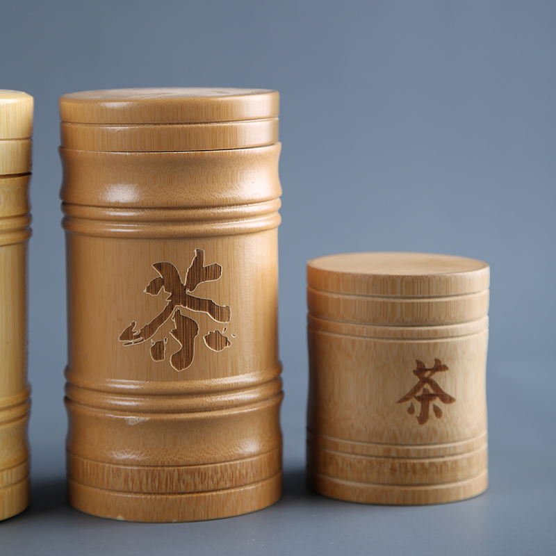 极速便携竹c茶叶罐子 密封竹筒 竹木醒茶叶桶竹节竹杯茶道竹节罐
