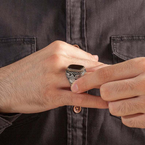 极速Retro Handmade Turkish Signet Ring VintaPge Mens Ancien