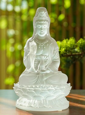 极速琉璃净瓶观音菩萨莲花座观世音佛像I善财童子家居寺庙摆件工