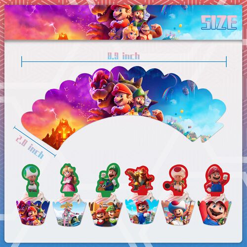 新品25PCS Cute Super Mario Theme Birthday Party DUecor Flag