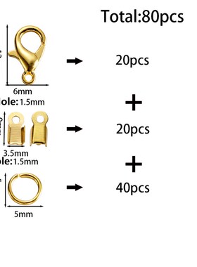 极速80Pcs Alloy Lobster Clasp zJump Rings Leather Clip Tip F