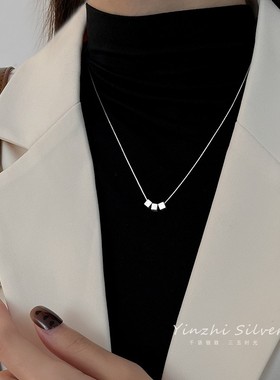 极速纯银饰项链女轻奢小众设计感2021年新款潮锁T骨链吊坠毛衣链