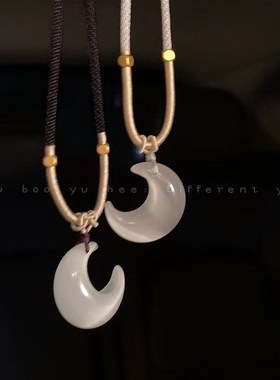 极速超仙猫眼石月亮项链女手工编C织新中式锁骨链女民族风复古颈