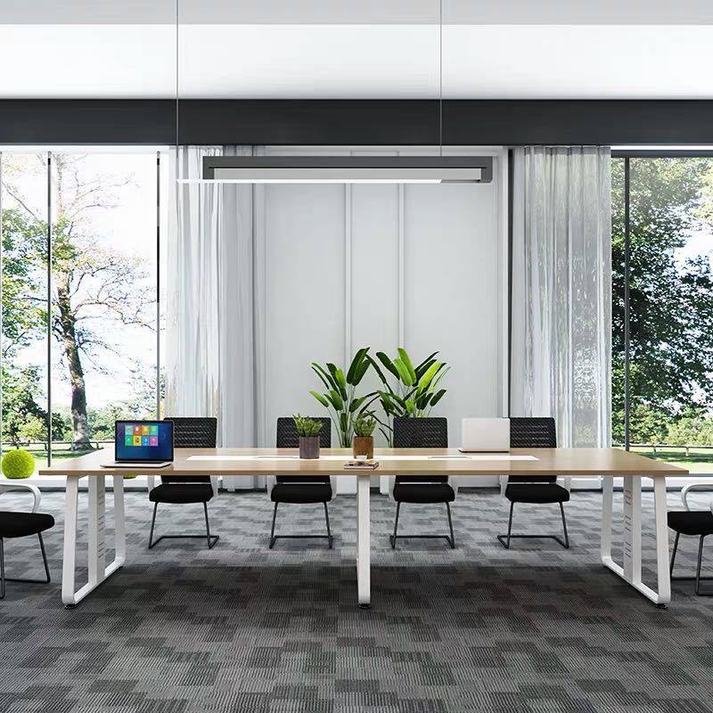 新品办公室休闲洽谈桌会议会议A桌欧式实木长桌商用工作桌椅组合
