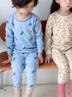 新品小孩秋衣秋裤内衣幼儿女孩睡衣全棉保暖A类纯棉宝宝Z10岁男童