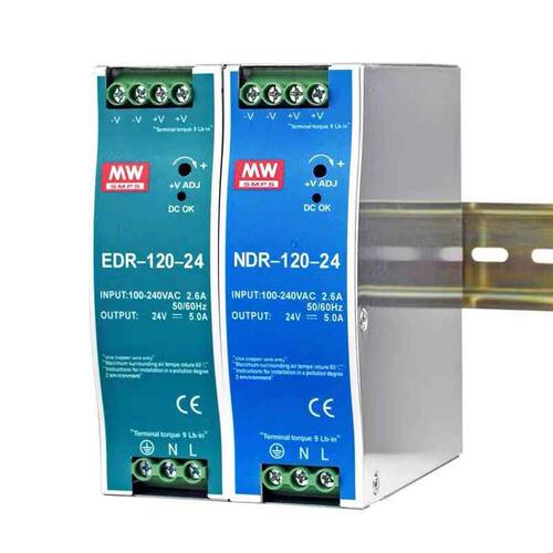 明伟NDR导轨式EDR-75/120/150/240/480W12V24V36V48V直流开关电源