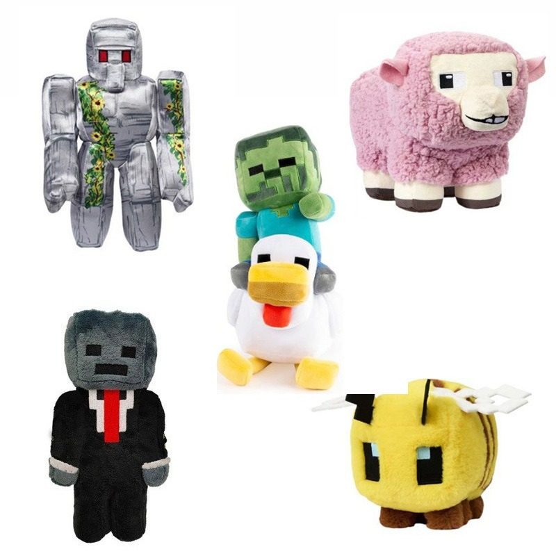 跨境热卖 我的世界 Minecraft鸭骑士机器人粉色小羊毛绒玩偶公仔图片