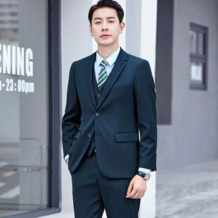 新款中国邮政工作服男士西服储蓄男款上衣外套蓝绿职业装工装