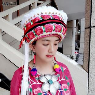 云南少数民族大理白族帽子/五朵花女士头饰/舞台帽子舞蹈演出帽