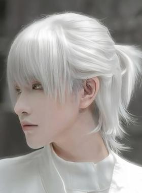 假发女短发韩版帅气日系复古狼尾发型纯白色齐司礼同款cos假发套
