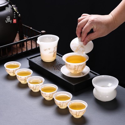 璞玉泡茶高档白瓷家用豪华精致