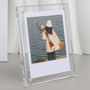 相册展示框立牌拍立得mini12照片框摆件白边相纸小相框追星3寸三寸小卡透明摆台立式收纳展示牌卡片展示架