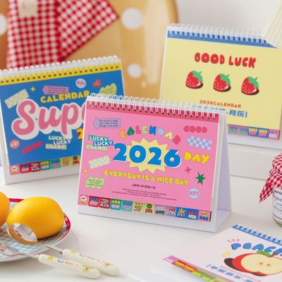 2026年创意美式横版台历可爱ins风计划月历桌面摆件打卡计划日历