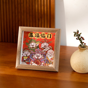 垚璟财神系列新年房间摆台高颜值喜庆氛围玄关摆件家居装 饰相框画