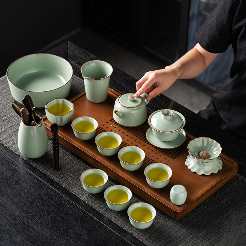 汝窑茶具开片汝瓷功夫茶壶整套礼盒套组家用高端大气送礼2025新款