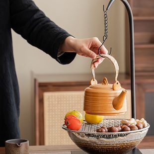 围炉煮茶烤火炉套装 新中式 家用室内烤茶煮茶器古法电陶炉网红吊炉