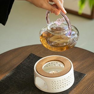 复古温茶炉小火炉蜡烛煮茶底座保温暖茶器提香器烘茶炉温茶器 日式