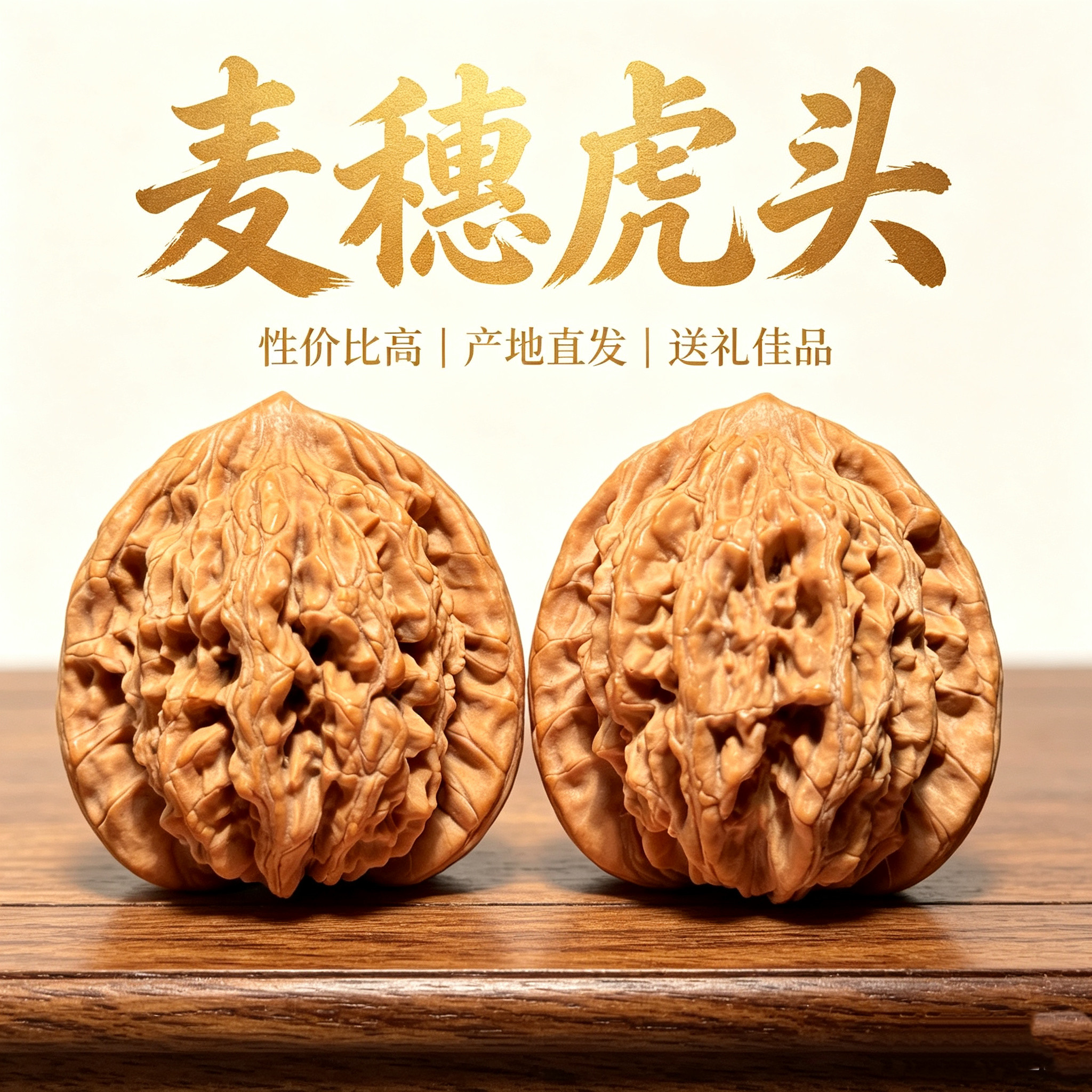 山中玉麦穗虎头精品文玩核桃颜值天花板盘玩收藏手把件新年礼物QW