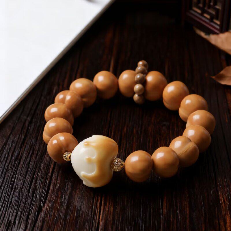 猴头土豪串屁桃小核桃手串凤羽猴头南瓜桩男女单圈佛珠文玩手链