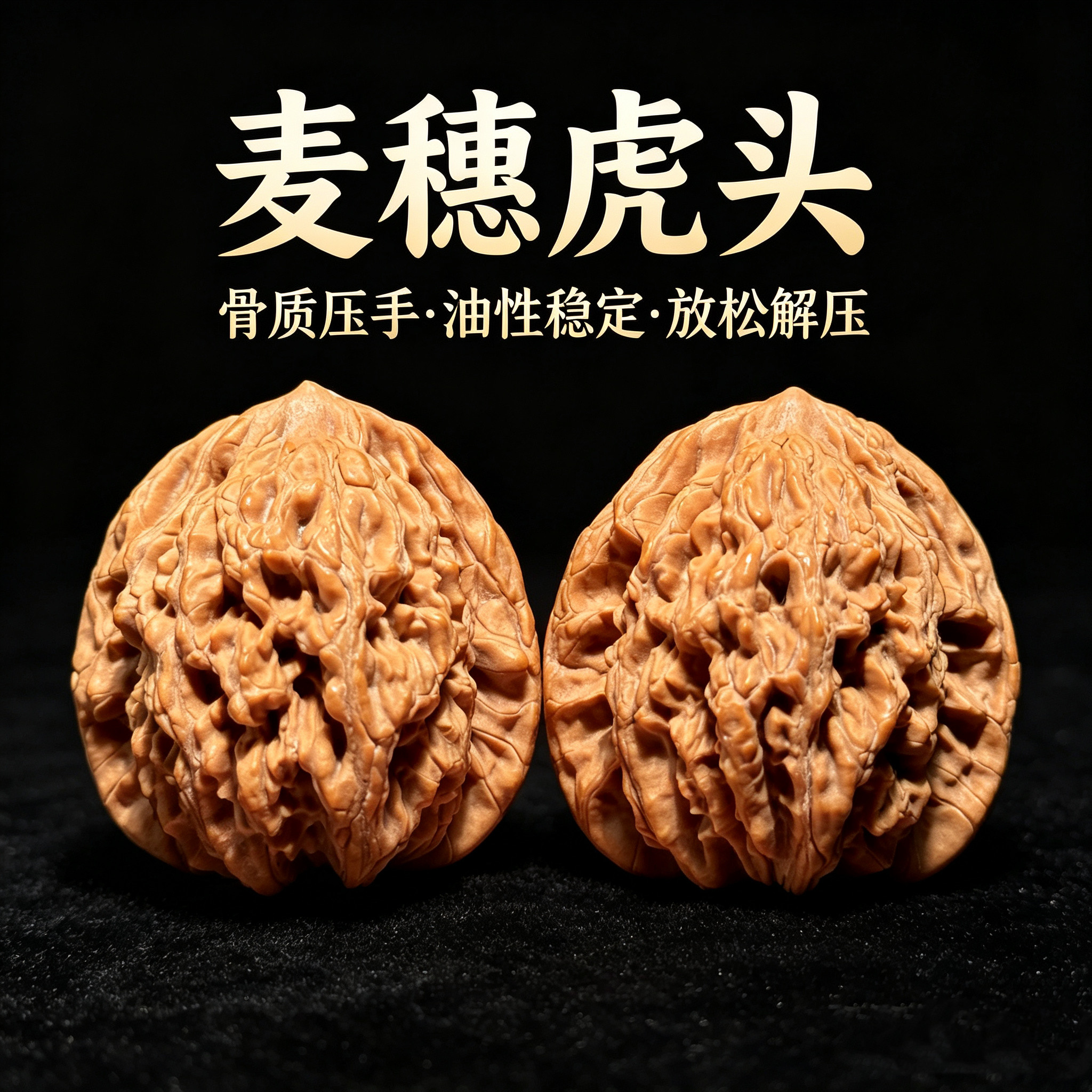 山中玉精品文玩麦穗虎头核桃手盘玩把玩收藏级手把件送男女朋友QW