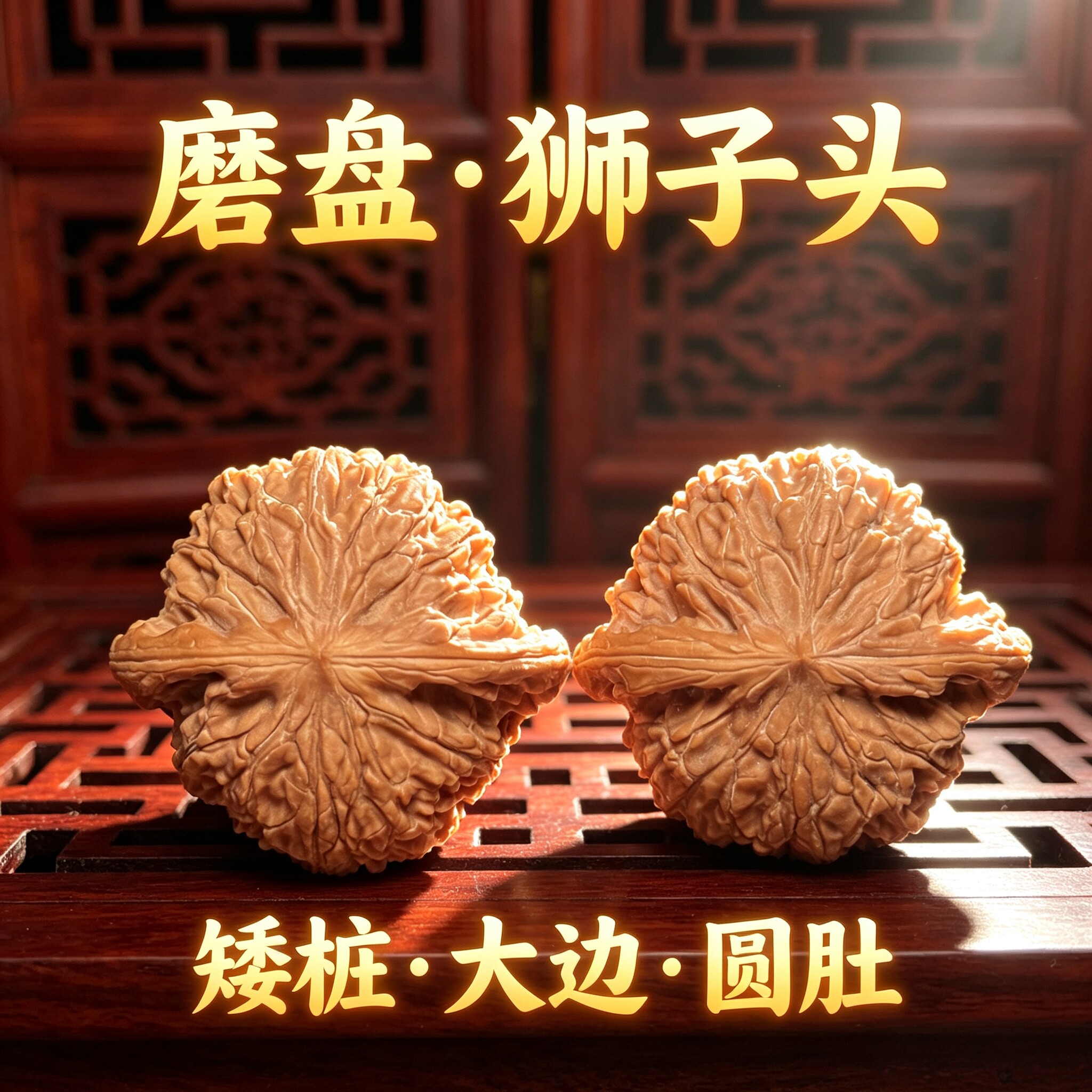 山中玉精品文玩山地磨盘狮子头核桃高油高密高品质盘玩收藏手把件