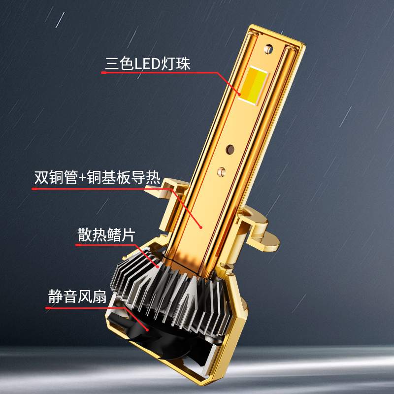 双铜管汽车led大灯三色汽车大灯h7led车灯H4通用led汽车大灯