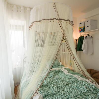 单开门大纬度圆顶蚊帐1.8m2米大床买单开门花边双层公主床缦吊帐