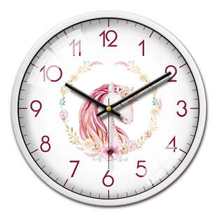 卡通挂表客厅创意可爱挂钟儿童女孩房粉色公主风静音钟表时钟挂墙