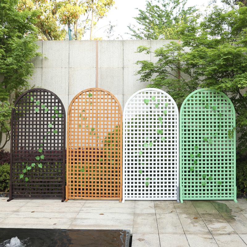 防腐木户外园艺拱形网格花架栅栏庭院绿萝月季植物墙上置物爬藤架