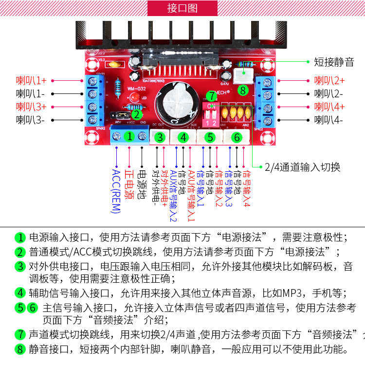 发烧级HIFI四声道TDA7388汽车4.0立体环绕声4路4X41W车载功放板