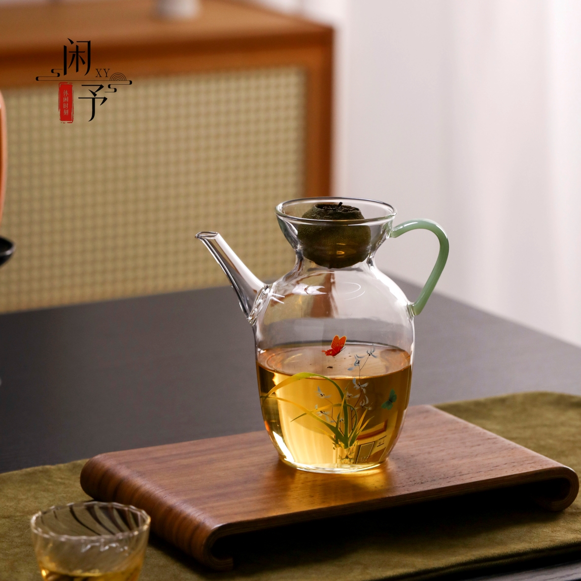 手工耐高温玻璃煮茶壶贴花绘画