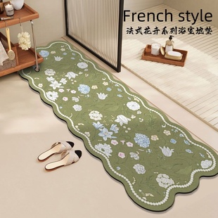 浴室地垫卫生间门槛垫硅藻泥吸水防滑地垫门口速干长条脚垫子法式