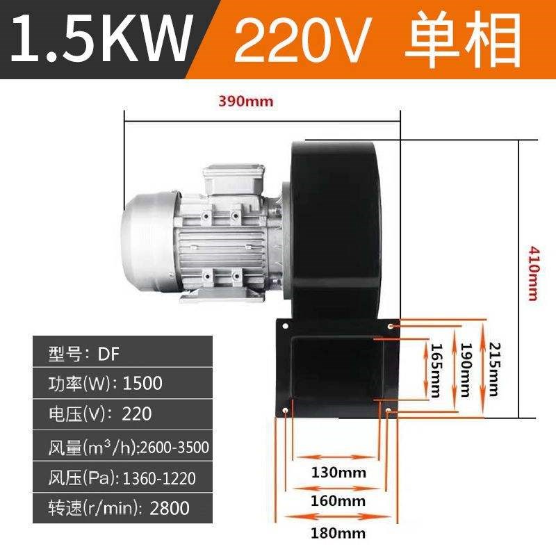DF离心风机220V多翼式引u风机低噪音耐高温工业风机小型380V鼓风