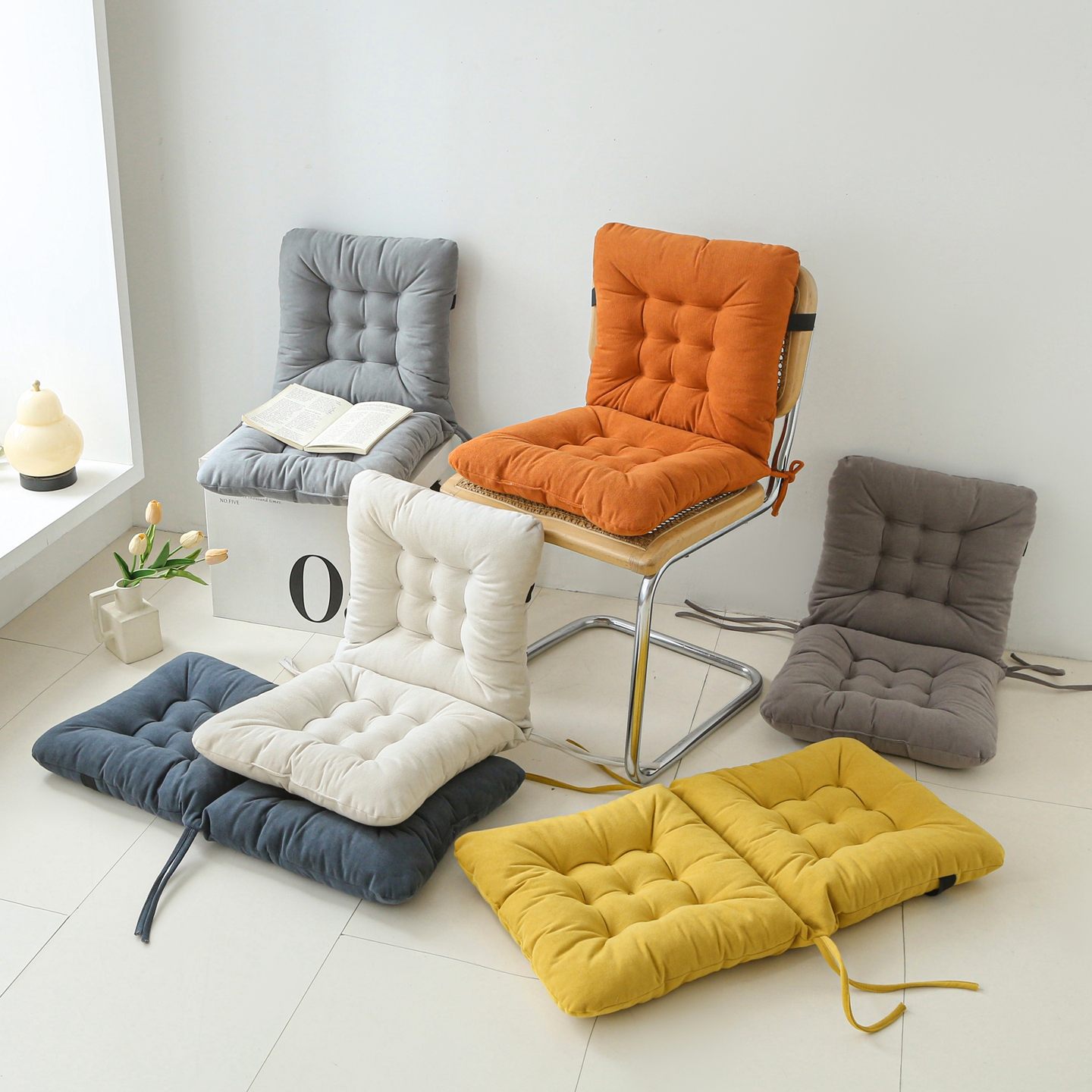 坐垫带靠背椅子坐垫办公室久坐不累学生宿舍椅子垫加厚屁股垫椅垫