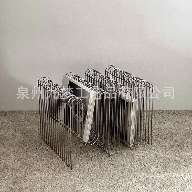 金属线条茶几客厅装饰收纳书架落地杂志架置物架小桌子沙发边几