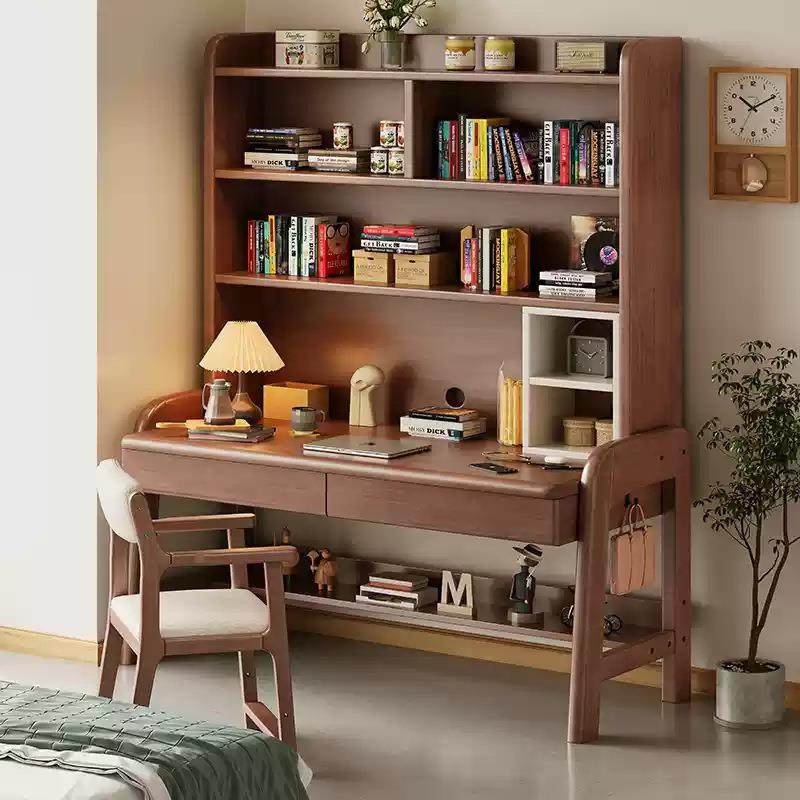 实木书桌书架中学生家用做作业桌子一体电脑桌房间写字桌椅一套,收纳整理,烫衣板及配件,淘宝优惠券,粉丝福利购,淘宝优惠卷