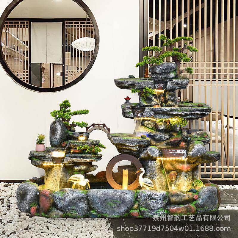 假山石喷泉流水摆件招财别墅客厅庭院餐厅办公茶室落地家居装饰品