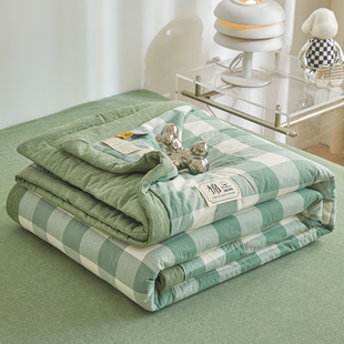 水洗棉花夏被无印风宿舍单人夏凉被家用双人空调被夏天薄被子