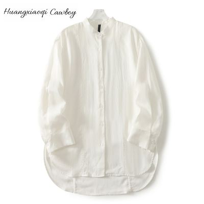 Huangxiaoqi Cowboy新款天丝麻百搭宽松韩版时尚衬衫女简约百搭