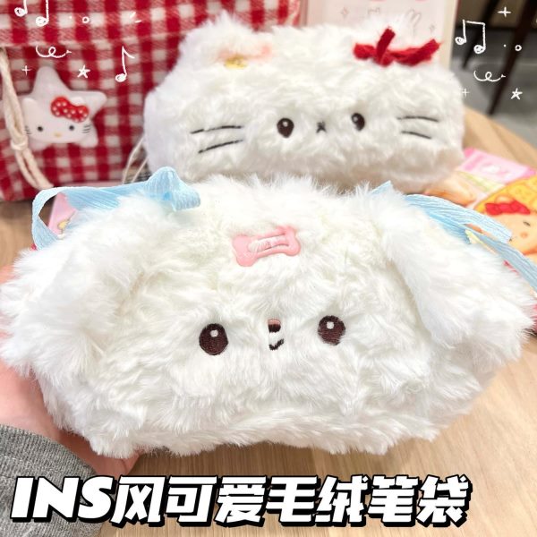 高中生初笔袋文具笔袋韩版毛绒猫咪大容量女生高颜值小狗可爱ins