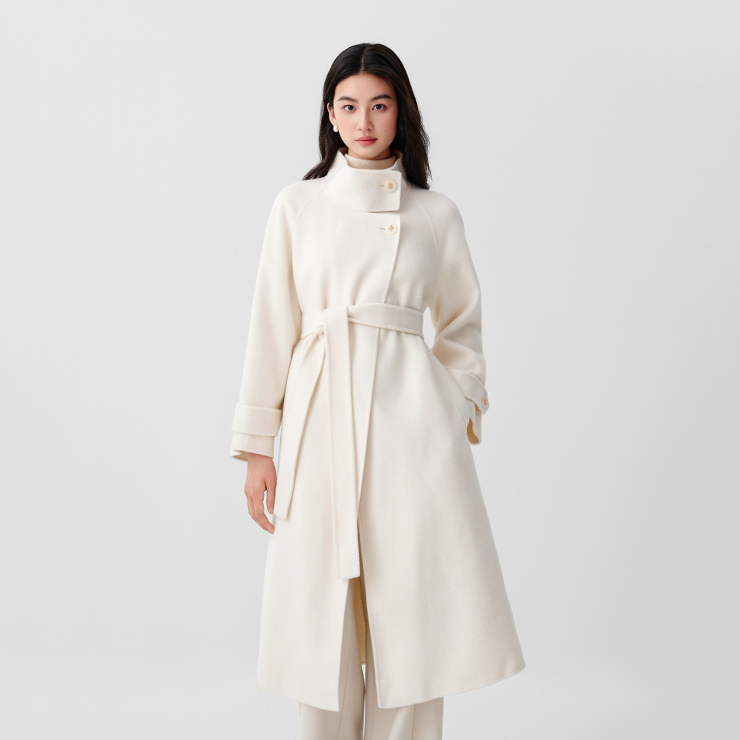 珂莱商场同款2025年秋冬季新款女装气质通勤绵羊毛双面呢大衣外套