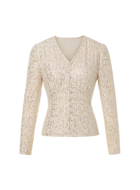 珂莱商场同款2025年秋季新款女装优雅气质法式亮片衬衫 KD04595D1