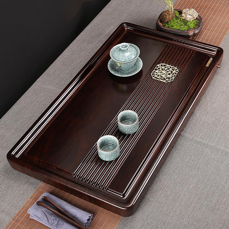 黑檀木实木茶盘家用客厅简约现代带排水整块木制电木款大小型茶台