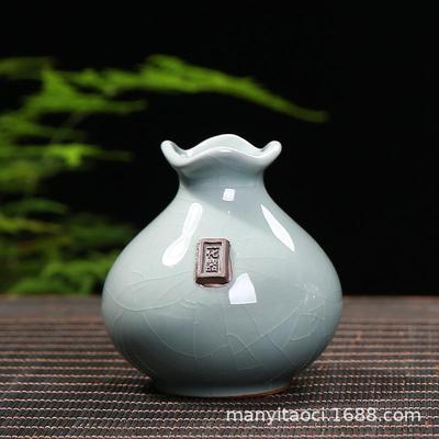 陶瓷哥窑小花瓶复古小花插创意家居摆件简约迷你水培小花器