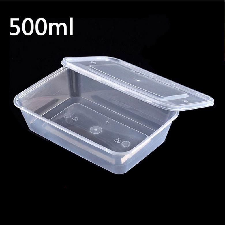 500ml一次性打包盒 PP塑料餐盒 快餐盒外卖 透明饭盒米饭盒