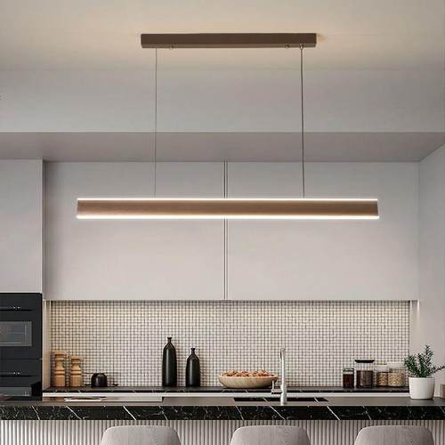 极简餐厅灯一字型现代简约led设计师吧台办公室中山灯具长条吊灯