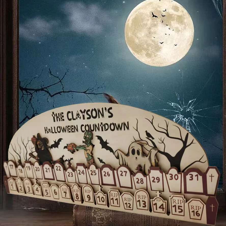 Wooden Halloween advent calender 2023新款家居万圣节降临日历