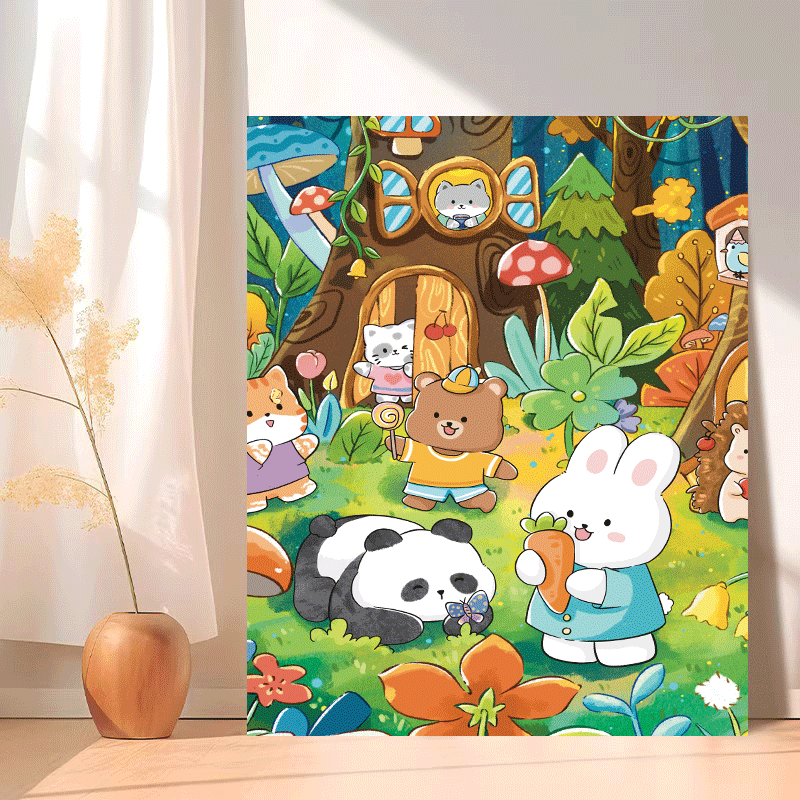 动物乐园趣味diy数字油画